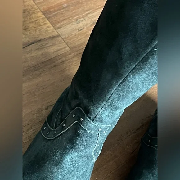 Leather Suede Charcoal Boots - Picture 3 of 5